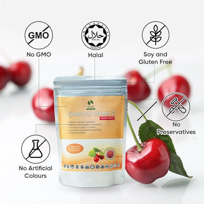 Bionutricia Liposomal Vitamin C with Acerola Cherry Extract Powder (Water Soluble) Immune & Collagen Support, Two-Stage for High Absorption & Antioxidant, No Sugar & Non GMO 5.29Ounce
