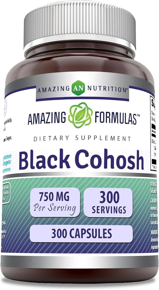 Amazing Formulas Black Cohosh Supplement | 750 Mg | 300 Capsules | Non-GMO | Gluten Free | Made in USA