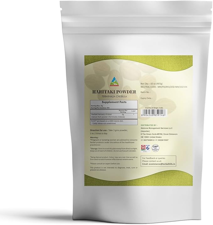HERBAL HILLS Alfalfa Leaf Powder and Haritaki Powder Pack of 2 Combo