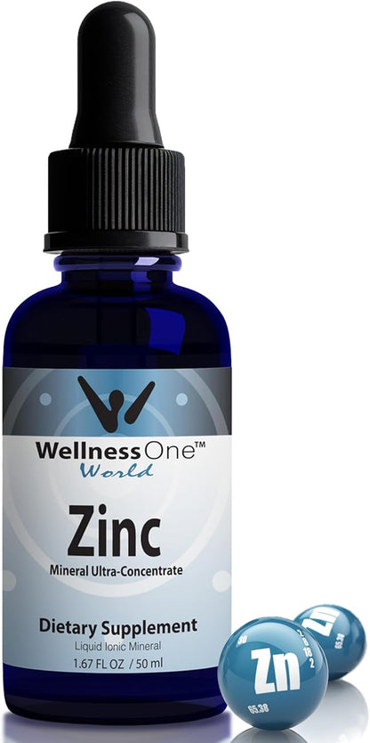 WellnessOne Ionic Liquid Zinc & Liquid Copper - Zinc-Copper Bundle to Support Immune System & Joint, Nerve & Bone Health - 1.67 fl oz Zinc & Copper Liquid Drops