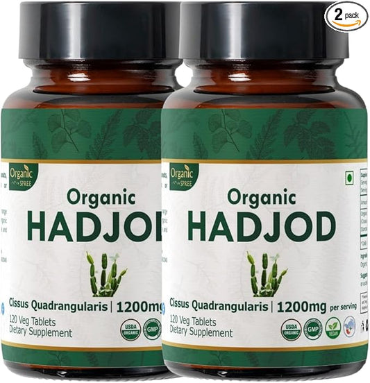 HADJOD - CISSUS 120 Tablets | Cissus Quadrangularis (Hadjod) | USDA Organic Certified | Organic and Natural 120tab - Pack of 2