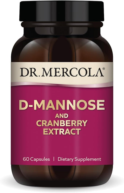 Dr. Mercola D-Mannose and Cranberry Extract, 30 Servings (60 Capsules), Dietary Supplement, Supports Urinary Tract Health, Non-GMO