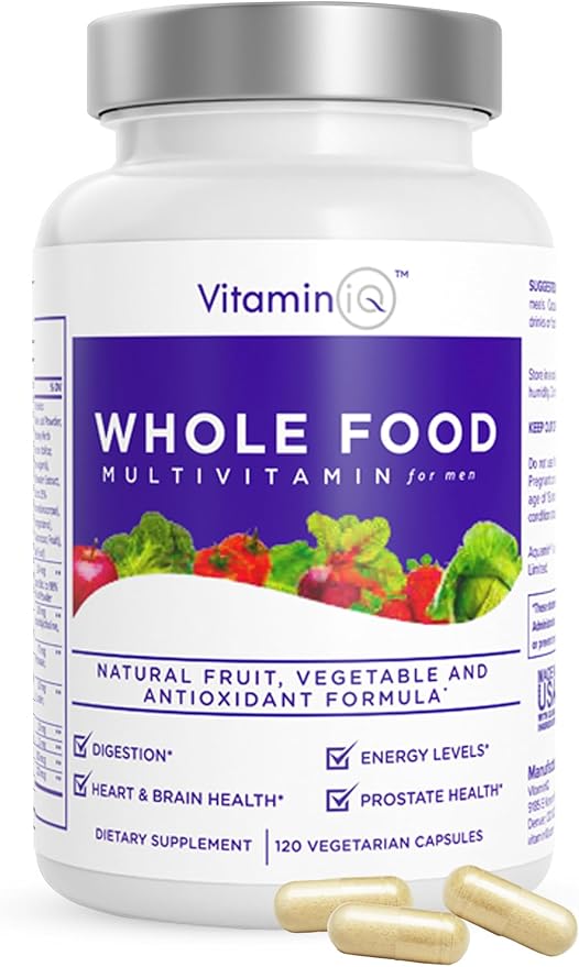 Whole Food Multivitamin for Men (120 Vegetarian Capsules) Men’s Multi Vitamin and Mineral Supplement with Calcium, Magnesium, Selenium, Vitamins A, B6, C, D3, E and More