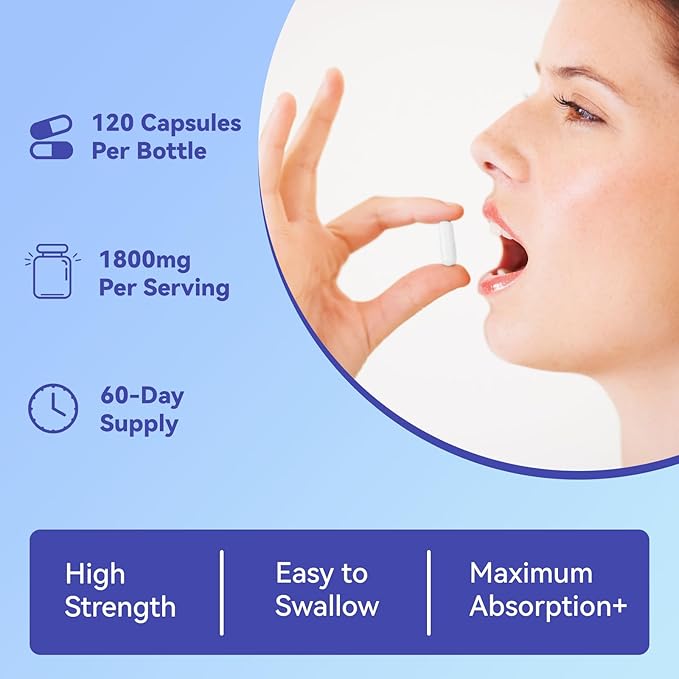 Magnesium Supplement with Vitamin D3 K2- Chelated Magnesium Complex 1800mg - Magnesium L-Threonine & Glycinate -120 Capsules