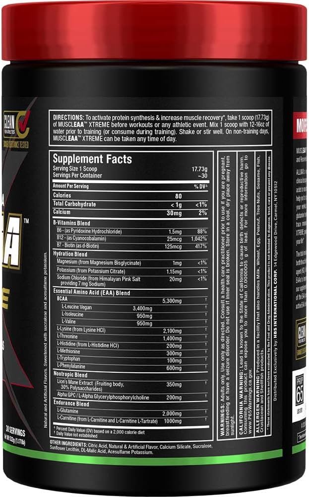 ALLMAX MUSCLEAA Xtreme, Lime Margarita - 532 g Powder - Provides EAAs, BCAAs & Hydration - Up to 30 Servings…