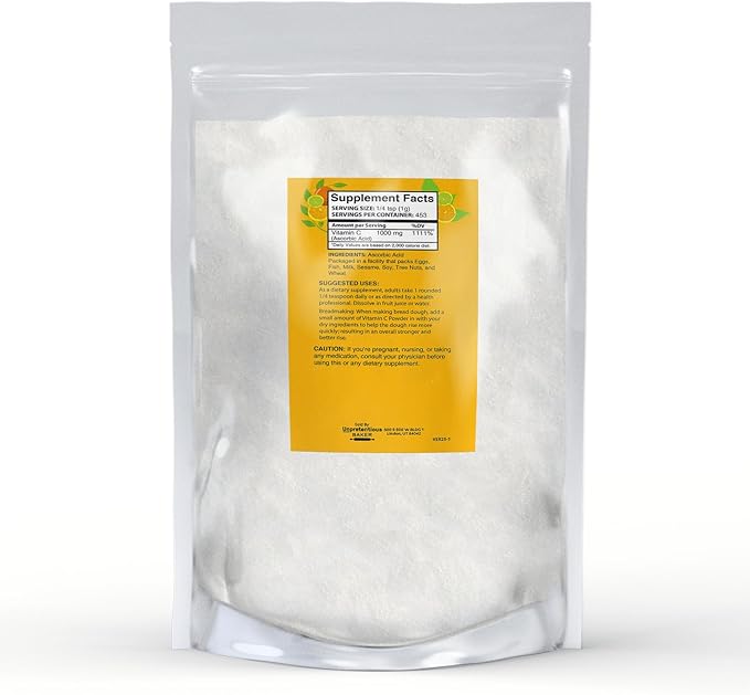 Unpretentious Vitamin C Powder Baker (1 lb) Ascorbic Acid, Resealable Bag