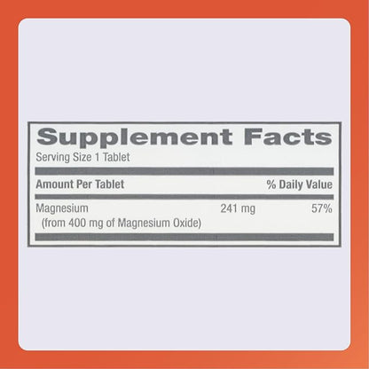 Rugby Magnesium Oxide 400 mg Tablets - Dietary Supplement - Gluten-Free - 120 Count