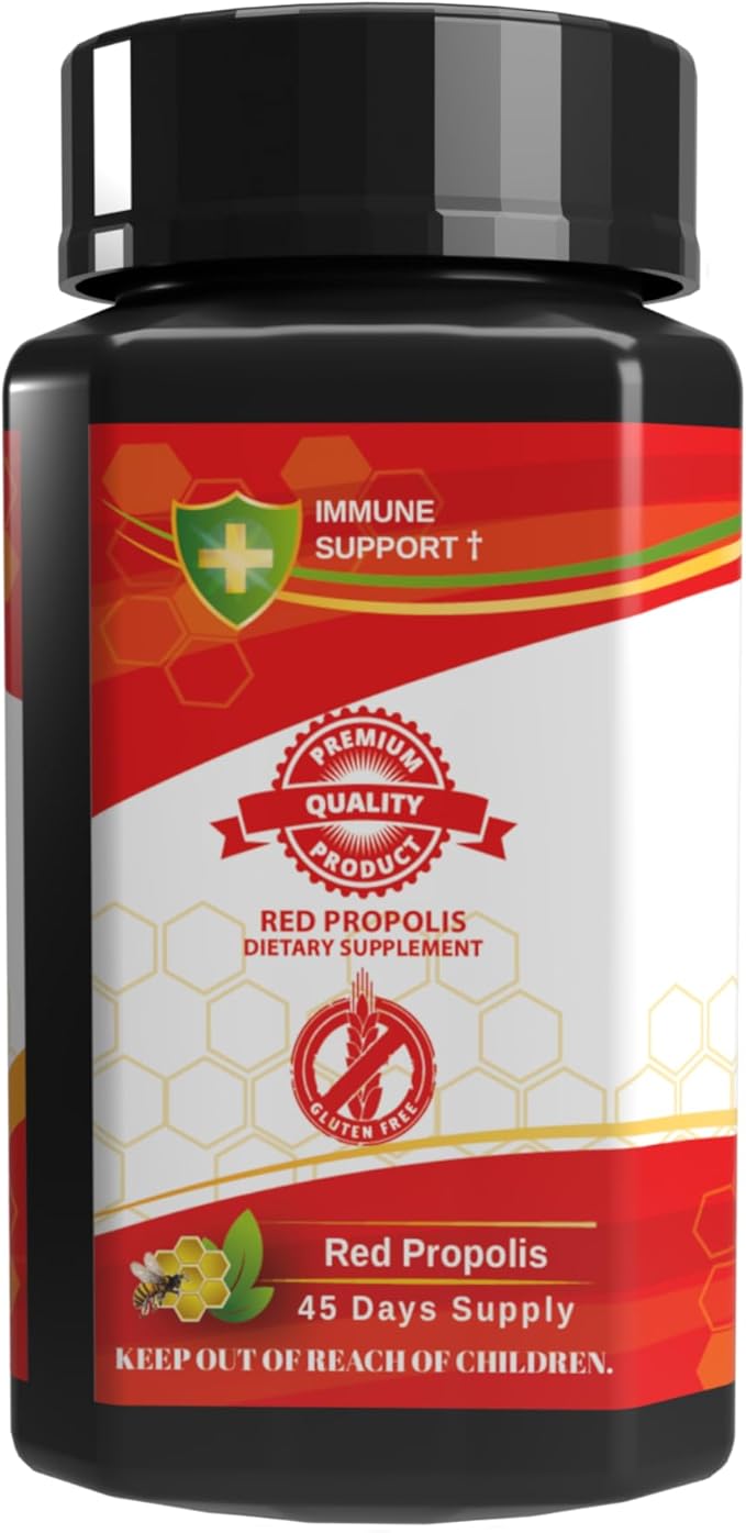Propolis Health Red Propolis - Bee Red Propolis 90 Capsules - Alcohol-Free Original and Concentrated Pure Propolis - 45-Day Supplement - Brazilian Red Propolis - 840mg Red Propolis