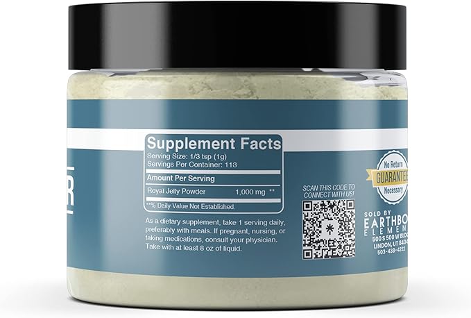 Earthborn Elements Royal Jelly Powder (4 oz), Resealable Jar, Pure & Non GMO