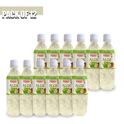 Parrot Brand Aloe Vera Juice Drink Coconut Flavor 500mL 16.9 Ounce (Pack of 10)