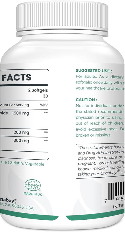Liposomal Nicotinamide Riboside 2000 MG with TMG and Pterostilbene, Boosting NAD+, Support Healthy Aging, 60 Count