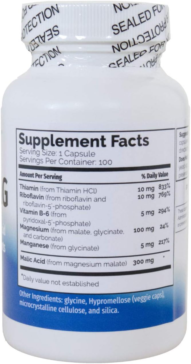 MYO-MAG – Magnesium Energy Enhancer (100 caps) – Synergistic Magnesium and Malic Acid Formula with Coenzyme B Vitamins (B1, B2, B6) – Supports Energy Production, Metabolism, Muscles, Enzyme Systems