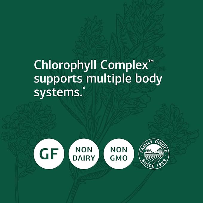 Standard Process Inc. Chlorophyll Complex - Immune Support, Antioxidant Activity, Skin Health and Hair Health Support with Vitamin A, Sunflower Lecithin, Buckwheat, Spanish Moss - 60 Softgels