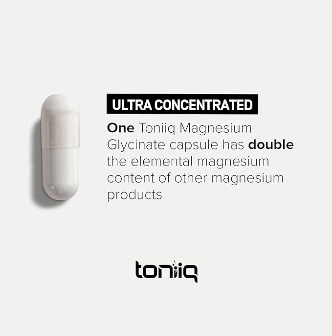 Toniiq 3,000mg Ultra High Strength Magnesium Glycinate - 20% Purified to Contain 600mg of Elemental Magnesium - Chelated and Bioavailable Magnesium Supplement - 240 Veggie Capsules