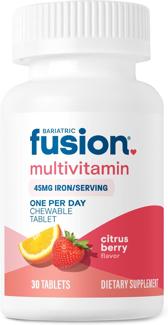 Bariatric Fusion One Per Day Bariatric Multivitamin with Iron Chewable | Citrus Berry Flavor | Vitamins for Gastric Bypass and Sleeve Gastrectomy | Non-GMO | 30 Count