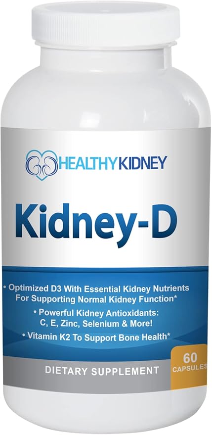 Kidney-D Kidney Supplement. Vitamin D Optimized for Kidney Support. Vitamin D3 and 7 Kidney Vitamins and Nutrients Designed for Kidney Health and More