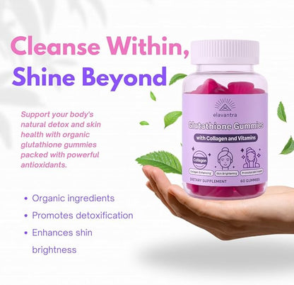 Glutathione Gummies with Collagen | 1000mg Glutathione with Vitamin C & Vitamin E | 30 Day Supplement | Skin Whitening Collagen Gummies | Liposomal Supplement