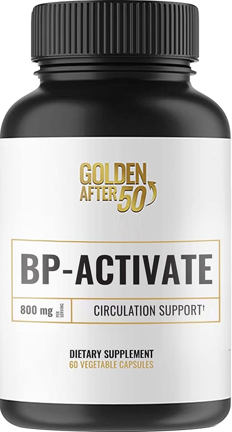 Golden After 50 BP-Activate - Nitric Oxide Supplement with Essential Amino Acids - Blood Circulation and Heart Health Support Supplement - 60 Capsules - 800mg L Arginine, AAKG, L Citrulline