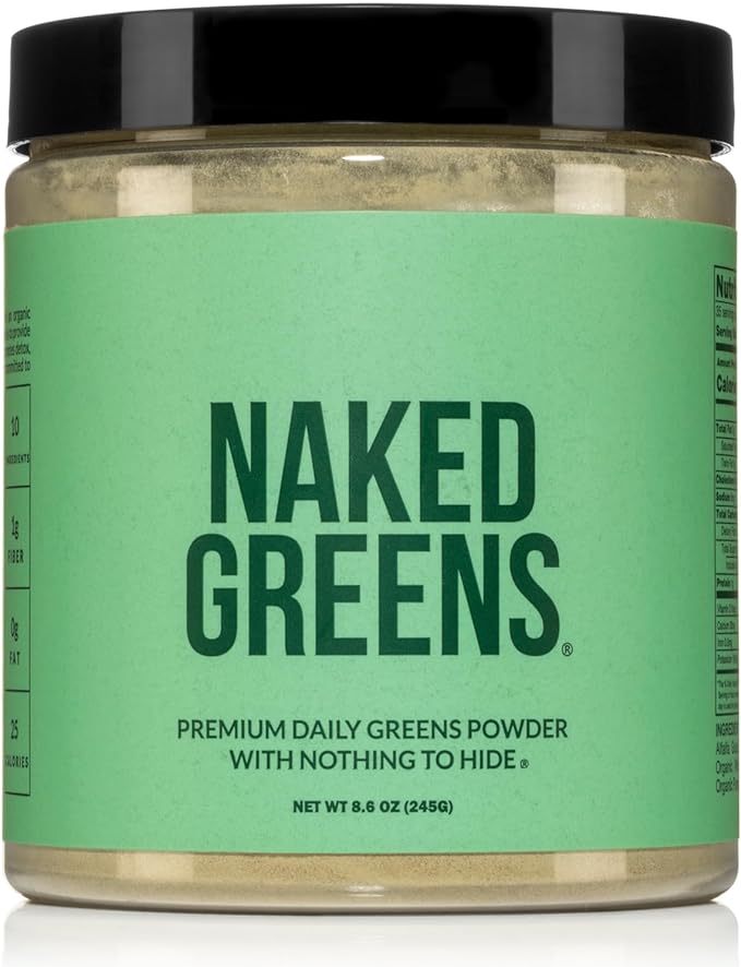 NAKED Super Greens Powder Organic Greens Supplement - Only 10 Premium Ingredients - Vegan, Non-GMO, Prebiotic and Probiotic - 35 Servings