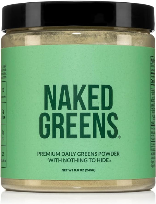 NAKED Super Greens Powder Organic Greens Supplement - Only 10 Premium Ingredients - Vegan, Non-GMO, Prebiotic and Probiotic - 35 Servings