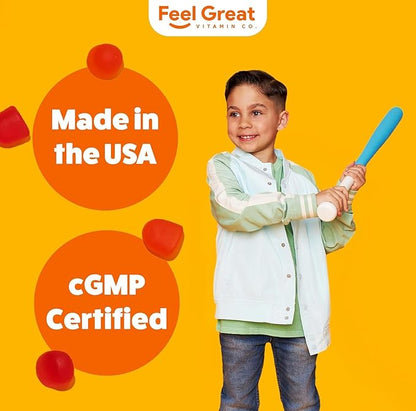 Feel Great Kids Vitamin D3 1000 IU Gummies (2-Pack) | Kids Vitamin D Gummies for Healthy Bones, Mood, & Immune Support | Citrus Flavored Vegetarian D3 Gummies