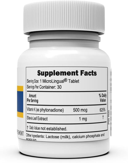 Superior Source Vitamin K1 500 mcg - Bone Strength & Health Support Supplement - Vitamin K Supplement Aids Blood Health & Calcium Absorption - 100 Sublingual Dissolving Tablets