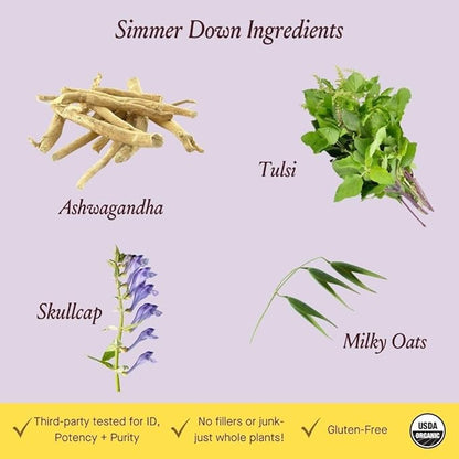 Urban Moonshine Simmer Down Tonic - Stress Support* with Ashwagandha & Milky Oats - Soothes Nervousness & Irritability* - Promotes Mellow Mood* - Gluten Free Herbal Supplement - 2 Fl Oz