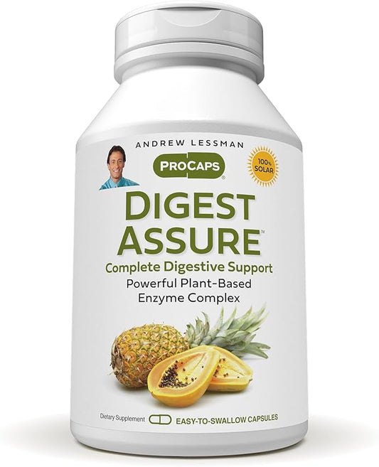 ANDREW LESSMAN Digest Assure 360 Capsules - Comprehensive Blend of Powerful Natural Enzymes to Support and Enhance Digestive Health, Vegetarian-Sourced Enzymes, Small Easy to Swallow Capsules