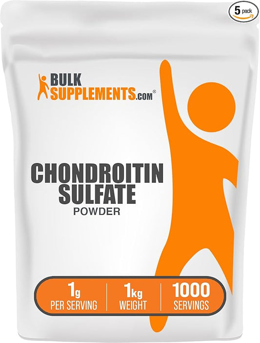 BulkSupplements.com Chondroitin Sulfate Powder - Chondroitin Sulfate Supplement, for Joint Support - Gluten Free, 1g per Serving, 1kg (Pack of 5) (11 lbs)