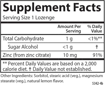 Carlson - Zinc-Ease, Soothing Lozenge, Health Support & Optimal Wellness, Lemon, 180 Lozenges