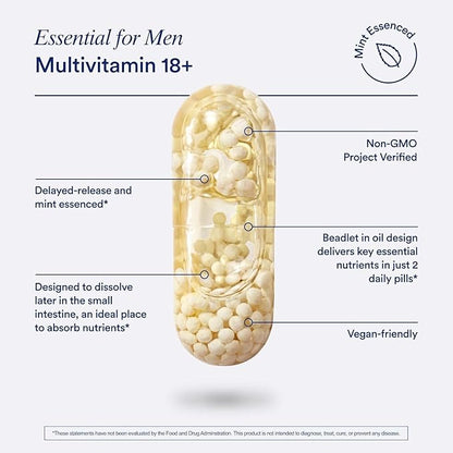 Ritual Multivitamin for Men 50+, Vegan, with Zinc, Vitamin A and D3 for Immune Function Support*, Omega-3 DHA, B12, K2, Gluten Free, Non-GMO, Mint Essenced, 30 Day Supply