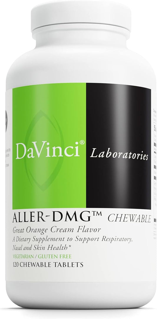 DAVINCI Labs Aller-DMG Chewable - Immune Health Support, Histamine Aid & Respiratory Support* - Orange Cream Flavor - 120 Chewable Vegetarian Tablets (60 Servings)
