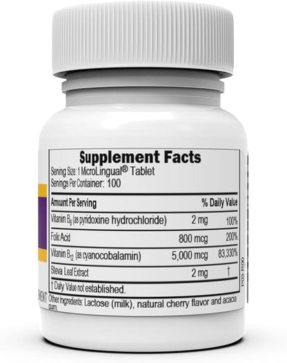 Superior Source No Shot Vitamin B-12 Cyanocobalamin 5000 mcg, B-6, Folic Acid 800 mcg - Support Brain & Heart Health - Aids Natural Energy Levels - 100 Sublingual Dissolving Tablets