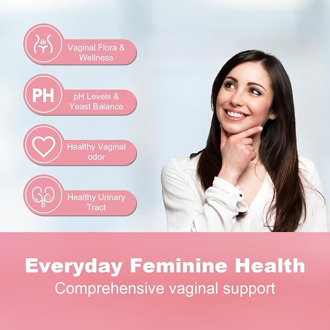 Vaginal Probiotic for Women's pH Balance Health,with Prebiotics &Lactobacillus Probiotic Blend,Boost Immune,Digestive,Gut,Promote Healthy Vaginal Odor & Vaginal Flora,60 Capsules[1-Month Supply]