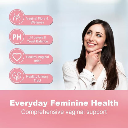 Vaginal Probiotic for Women's pH Balance Health,with Prebiotics &Lactobacillus Probiotic Blend,Boost Immune,Digestive,Gut,Promote Healthy Vaginal Odor & Vaginal Flora,60 Capsules[1-Month Supply]