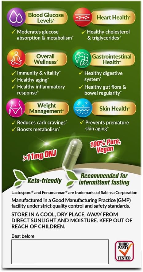 LABO Nutrition Mulbiotic Capsule, Organic Mulberry Leaf Extract + LactoSpore Probiotic & Fenumannan Prebiotic, for Healthy Carb Cravings Support, Vegetarian, Non-GMO