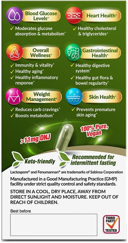 LABO Nutrition Mulbiotic Capsule, Organic Mulberry Leaf Extract + LactoSpore Probiotic & Fenumannan Prebiotic, for Healthy Carb Cravings Support, Vegetarian, Non-GMO