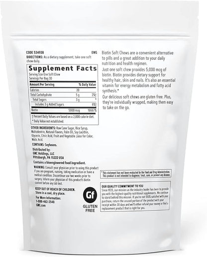 GNC Biotin 5000mcg - 30 Soft Chews