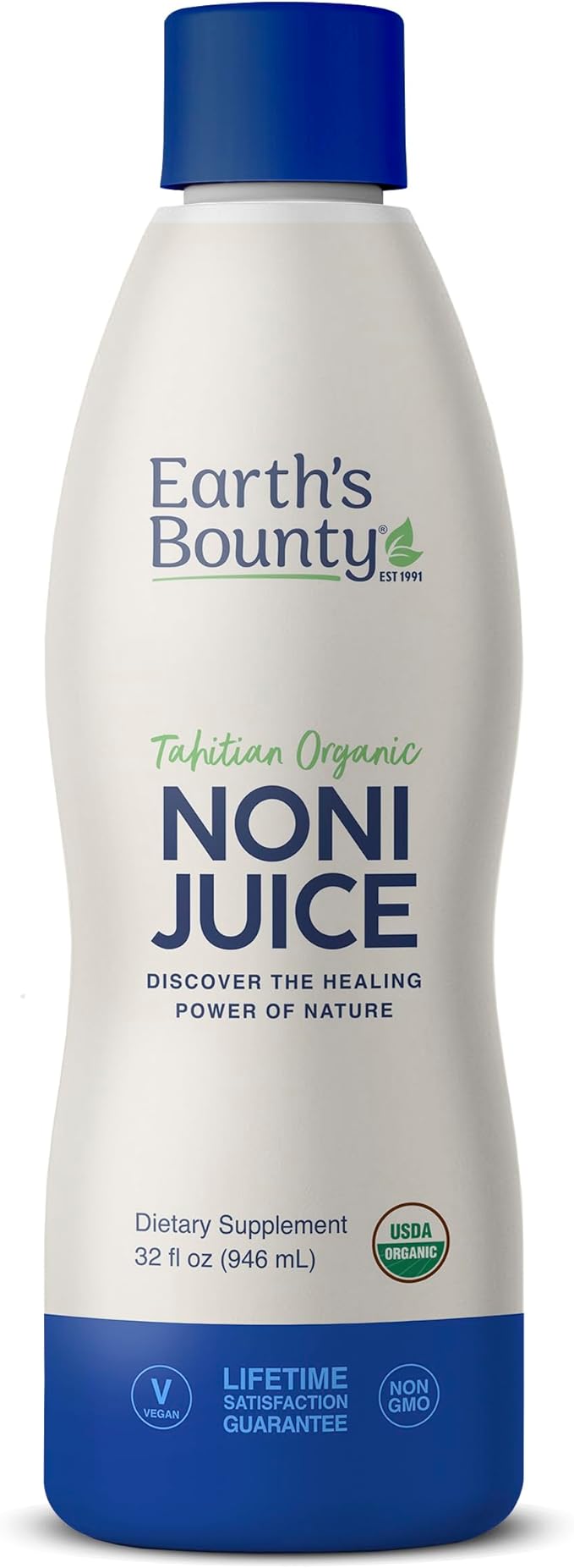 Earth's Bounty Tahitian Organic Noni Juice - 32 fl.oz - 100% Pure, Natural Immune & Joint Support - Organic, Kosher Noni Juice - No Additives