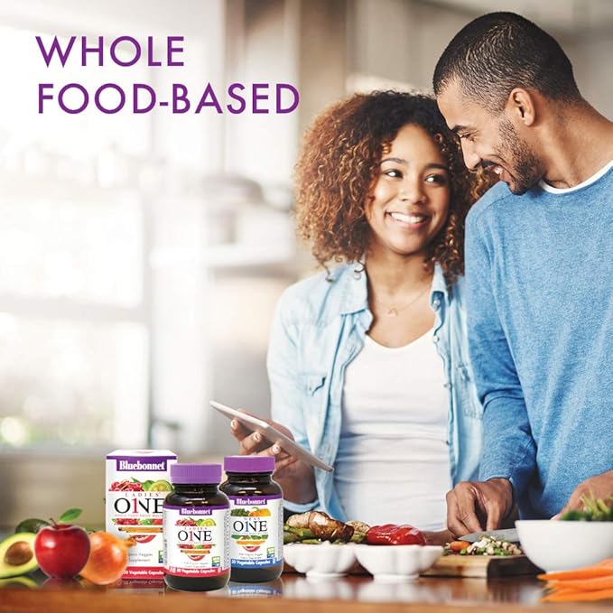 Bluebonnet Nutrition Ladies One Organic Vegetable Capsule, Whole Food Multiple, K2, Energy, Vitality, Non-GMO, Gluten, Soy & Milk Free, Kosher, 1 Month Supply, Light Grey, 30 Count
