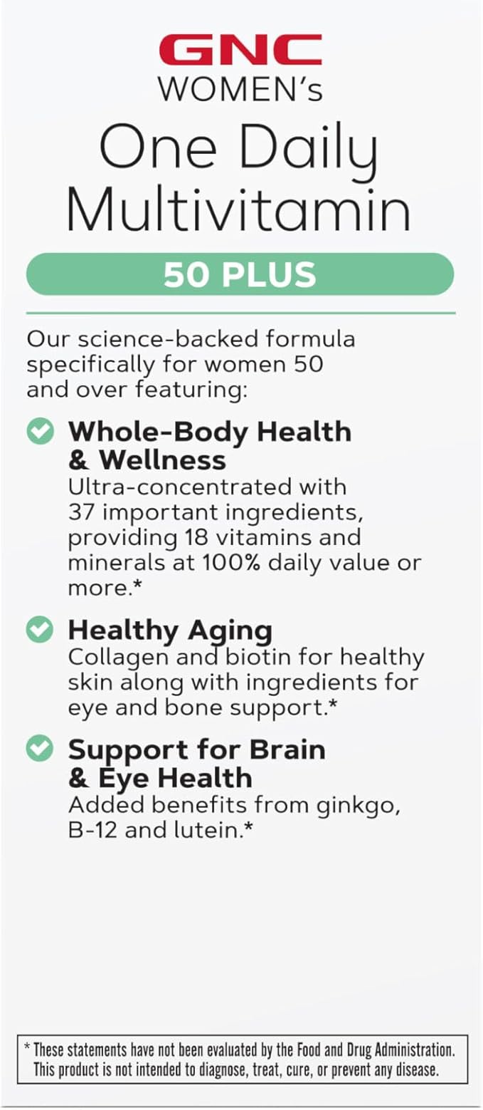 GNC One Daily Multivitamin 50 Plus | Science-Backed Formula | 60 Caplets