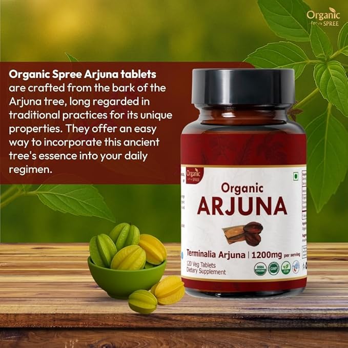 ARJUNA 120 Tablets | Terminalia Arjuna (Arjuna) | USDA Organic Certified | Organic and Natural 120tab - Pack of 3