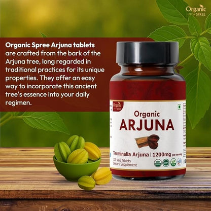 ARJUNA 120 Tablets | Terminalia Arjuna (Arjuna) | USDA Organic Certified | Organic and Natural 120tab - Pack of 3