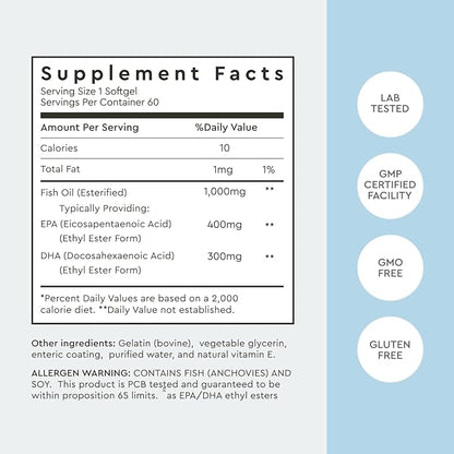 Alaya Naturals - Omega 3 Fish Oil, 1000 mcg, 60 Softgels, Non-GMO, No Fishy Aftertaste