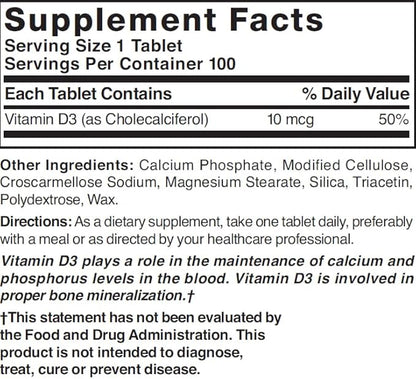 Nature's Blend Vitamin D 400 IU 100 Tablets