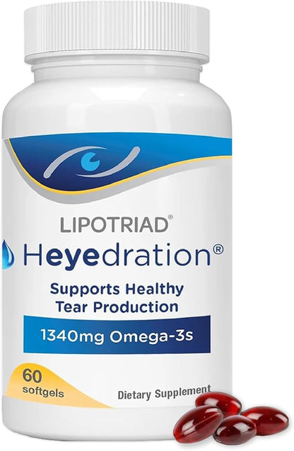 Heyedration Eye Vitamin - 1340mg Omega 3 Supplement - 60 Softgels 30-Day Supply