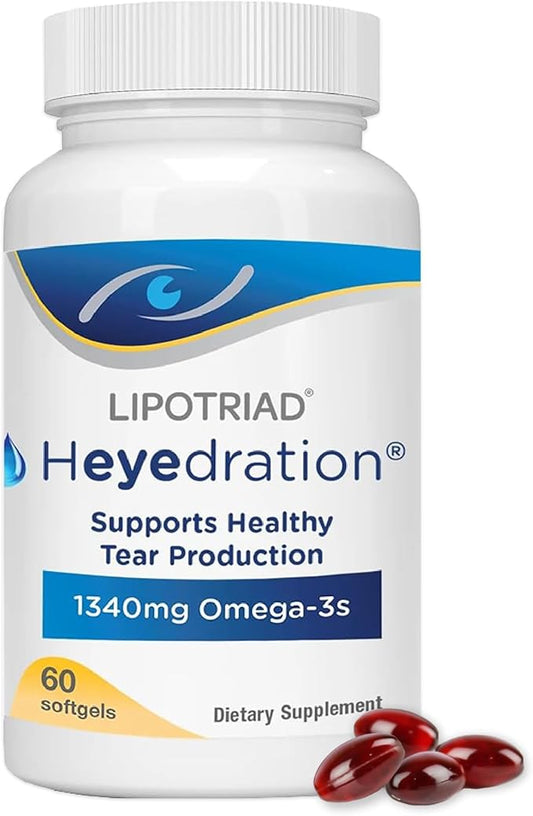 Heyedration Eye Vitamin - 1340mg Omega 3 Supplement - 60 Softgels 30-Day Supply