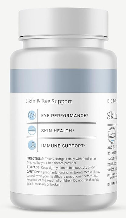 Skin & Eye Health | Wild Alaskan Salmon Oil with Astaxanthin | Lutein | Pro-Resolving Mediators | Vitamins A&D | Gluten-Free | 60 Softgels