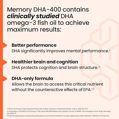 LifeSeasons NeuroQ Memory DHA-400 - Omega-3 Fish Oil Supplement - Mental Performance & Balance - Supports Neuro Brain Health - Protects Against Memory Loss & Improves Focus - 120 Softgels