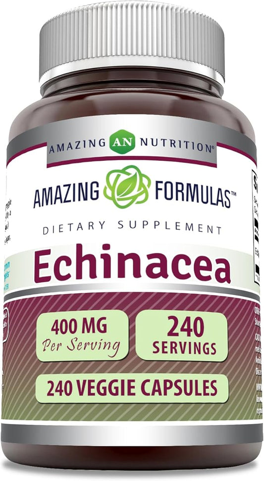 Amazing Formulas Echinacea Supplement | 400 Mg per Serving | 240 Veggie Capsules | Non-GMO | Gluten-Free | Made in USA
